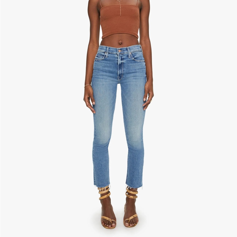 MOTHER The Mid Rise Dazzler Ankle Fray Jeans